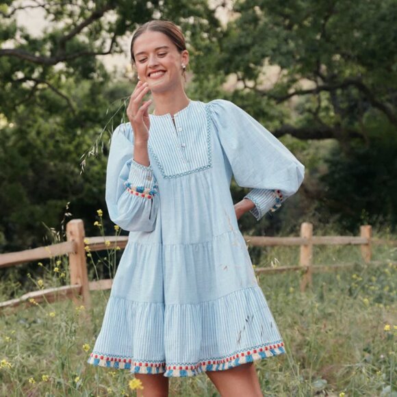 Tuckernuck Chambray Stripe Fringe Jen Dress (COMING SOON!) - Picture 1 of 7